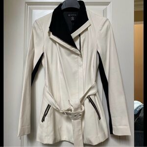 INC International Concepts Cream Trench with Black Accents